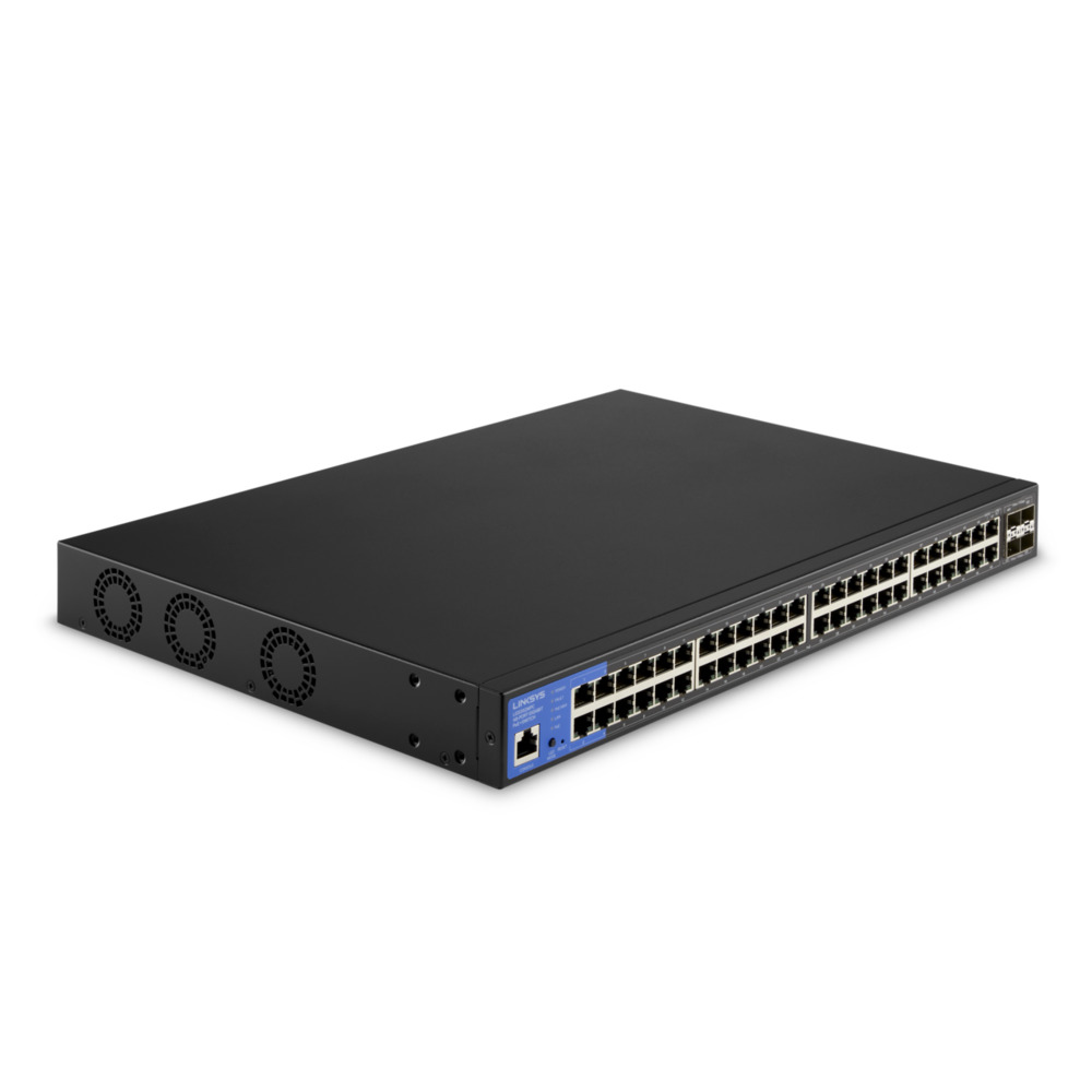Linksys 48埠 (48埠POE GE+ /4埠10G SFP+) POE L2管理型 Gigabit 超高速乙太網路交換器(鐵殼)